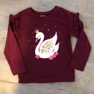 Maroon girls long sleeve ruffle top